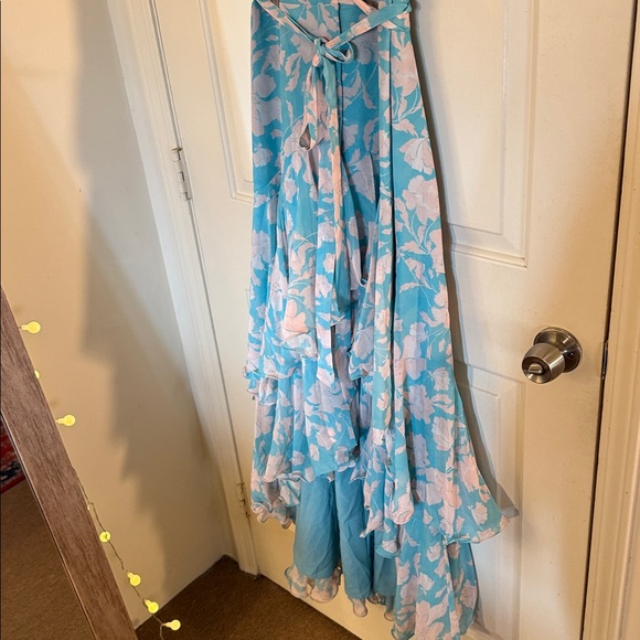 Hutch Trinity Ruffled Chiffon Wrap Maxi Dress Anthropologie - Picture 6 of 11